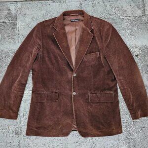 Michael Brandon Men Blazer Corduroy Brown Sport Coat Two Button Size 44 XL